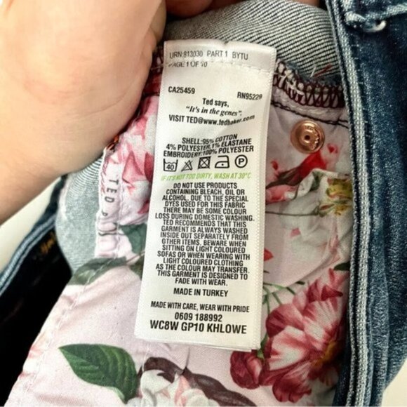 Ted Baker Khlowe Floral Embroidered Boyfriend Jeans - Picture 12 of 13